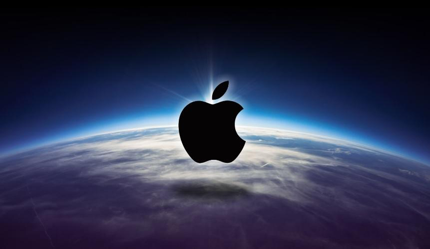 Apple logo in orbit
