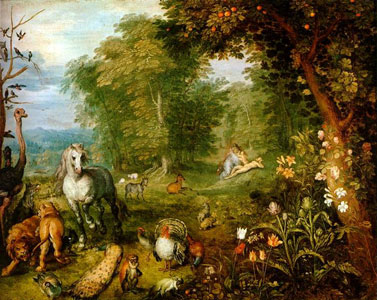 Paradijs door Jan Brueghel de Oudere