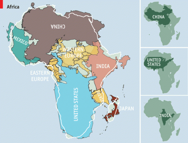 Afrika's werkelijke grootte
