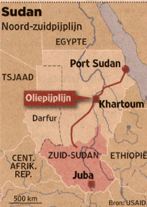 Sudan kaart met olieleiding