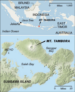 Tambora vulkaan, Indonesie