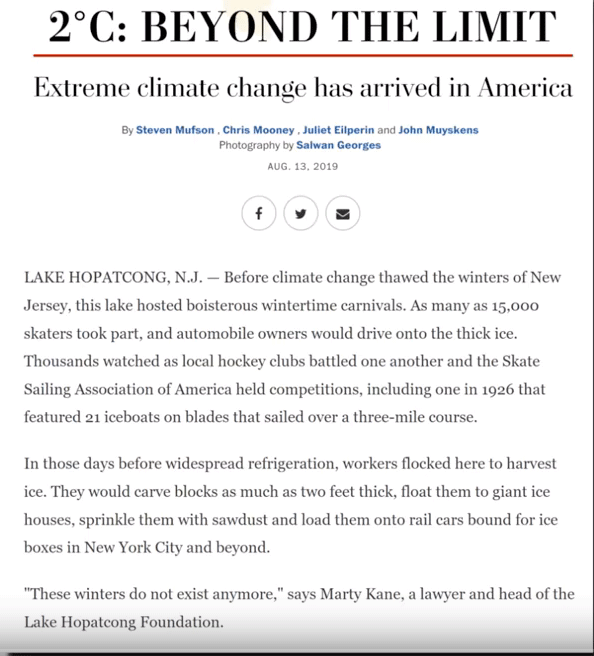 Washington Post met nep nieuws over het klimaat in noor-oost USA