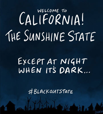 California black outs vanwege hernieuwbare energie