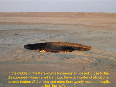 hell's door in Turkmenistan, bij Darwaza in de Garagum, de Karakoum woestijn