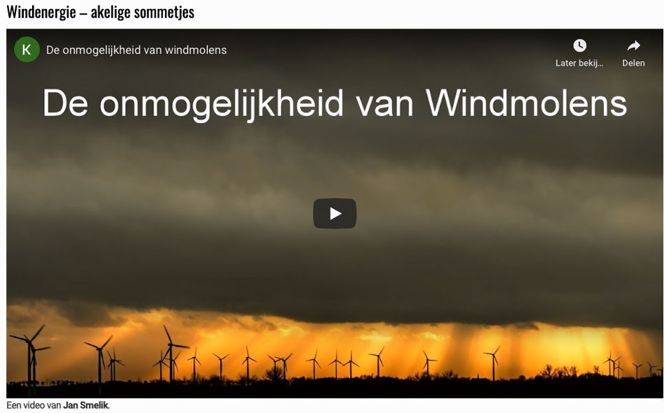 Jan Smelik: De onmogelijkheid van windmolens- video