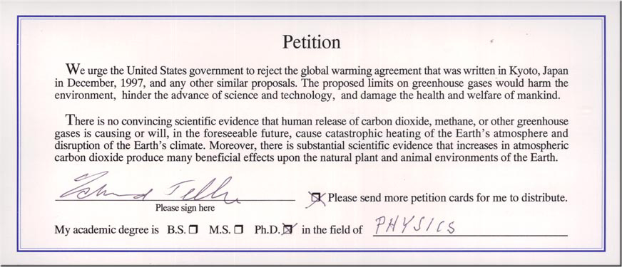 petitie over opwarming van de aarde