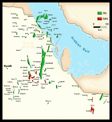 olie- en gasvelden in Saoedi-Arabië