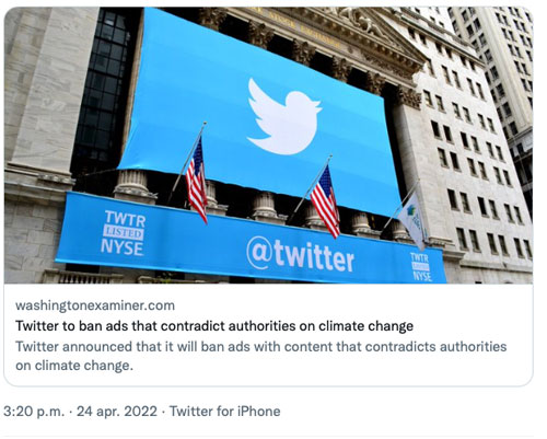 Twitter doet klimaatbeleid-sceptici in de ban